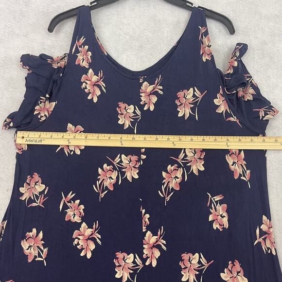 Lane Bryant Dress Size 18/20 Floral Cold Shoulder Handkerchief Asymmetric Hem - Picture 5 of 9